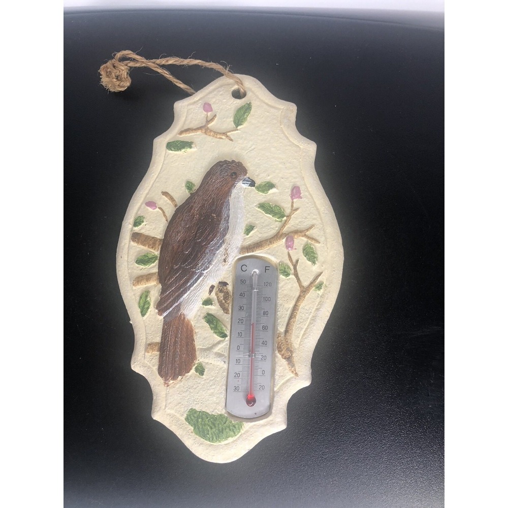 Vintage‎ Porcelain Thermometer Brown Bird Collectible